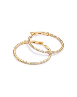 14K Yellow Gold Diamond Inside Out Round Hoop Earrings, 1.0 tcw