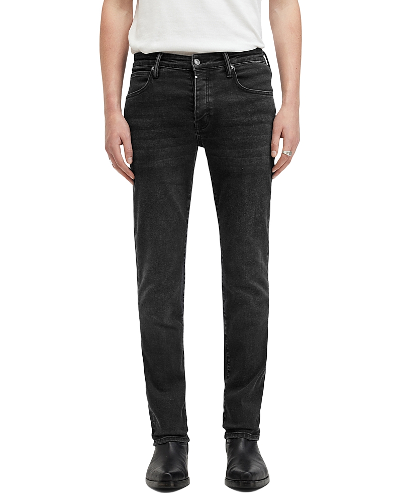 Allsaints Mens Washed Black Sid Skinny-leg Stretch-organic-cotton-blend Jeans