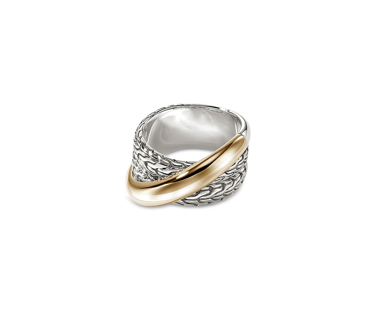 John Hardy 14K Yellow Gold & Sterling Silver Jh Essentials Crossover Ring