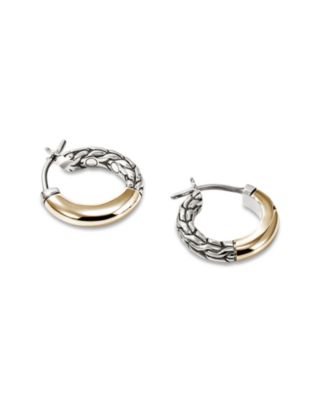 14K Yellow Gold & Sterling Silver JH Essentials Crossover Hoop Earrings, 10mm