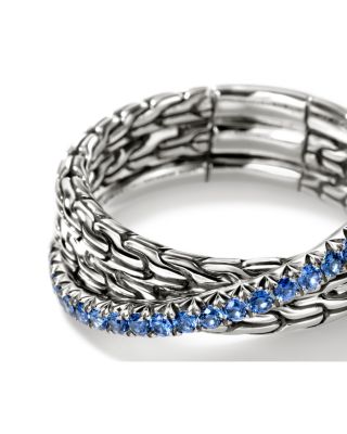 Sterling Silver JH Essentials Blue Sapphire Pav&eacute; Crossover Statement Ring