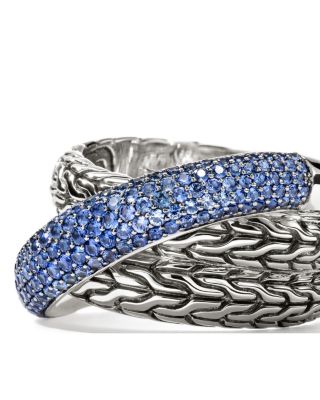 Sterling Silver JH Essentials Blue Sapphire Pav&eacute; Crossover Statement Ring