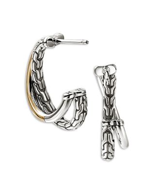 14K Yellow Gold & Sterling Silver JH Essentials Crossover Earrings