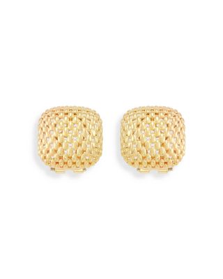 14K Yellow Gold Mesh Square Earrings