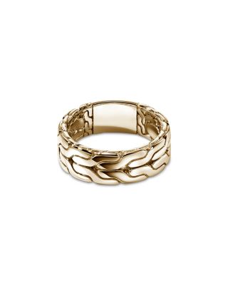 Men's 14K Yellow Gold Carved Chain Band Ring, 8mm