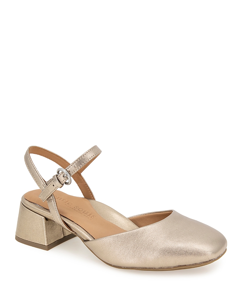 Gentle Souls By Kenneth Cole Womens Buckle Leather Slingback Heels In Gravel Leather