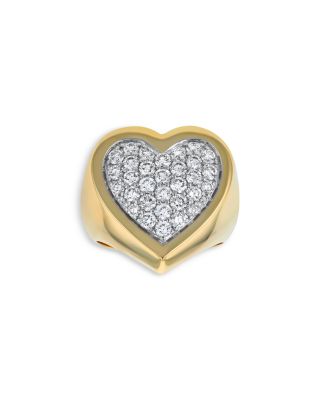 14K Yellow Gold Pav&eacute; Diamond Heart Ring, 1.5 tcw