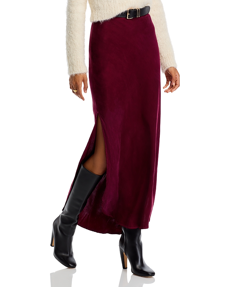 Bella Dahl Side Slit Maxi Skirt In Deep Plum