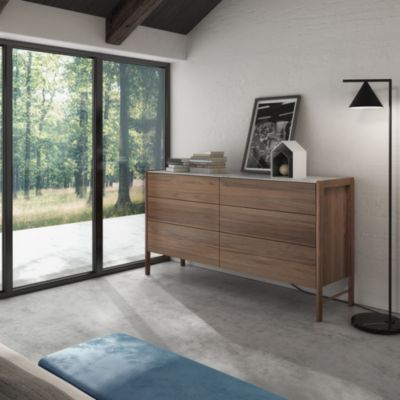 Frida Six Drawer Dresser with Natural Stone