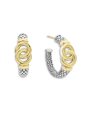 14K & 18K Yellow Gold & Sterling Silver Signature Caviar Interlocking Small Hoop Earrings