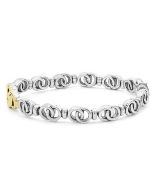 18K Yellow Gold & Sterling Silver Signature Caviar Interlocking Link Bracelet