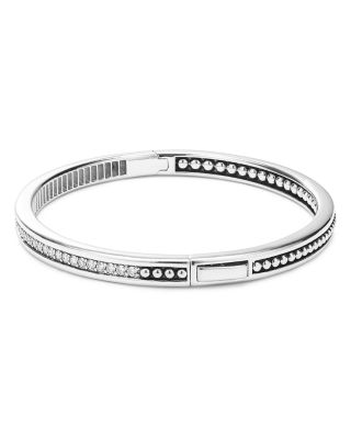 Sterling Silver Caviar Spark Diamond Bangle Bracelet