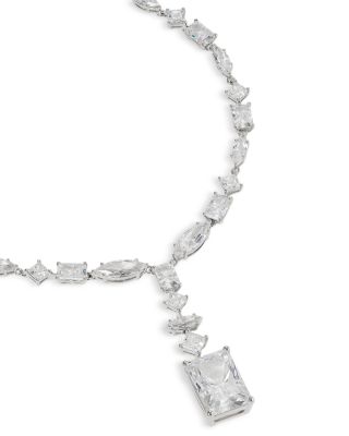 Rare Jewels Cubic Zirconia Statement Necklace Rhodium Plated, 16"