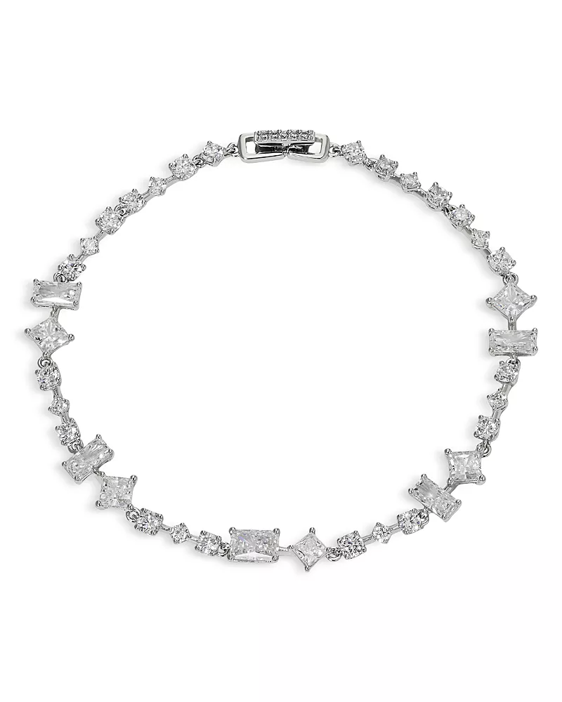 Nadri Rare Jewels Cubic Zirconia Flex Bracelet in Rhodium Plated