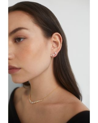 Rare Jewels Cubic Zirconia Climber Earrings in 18K Gold Plated