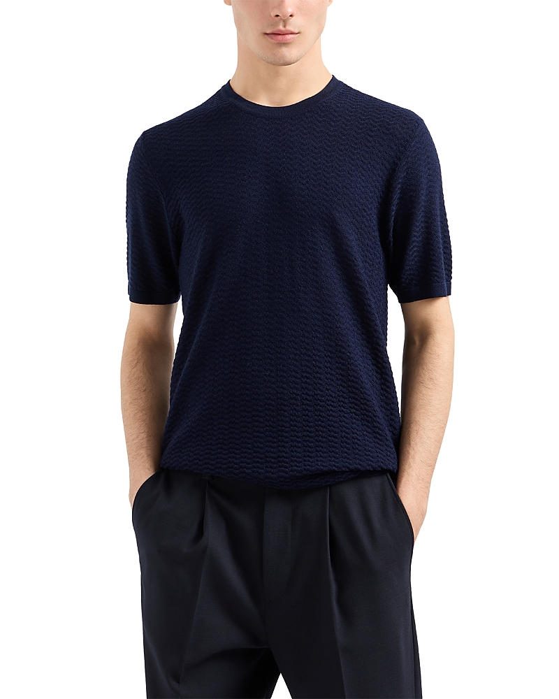 Emporio Armani Allover Jacquard Short Sleeve Sweater