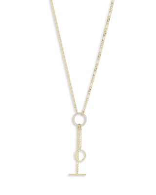 AQUA - Cubic Zirconia Mixed Chain Lariat Necklace, 16-18"  - Exclusive