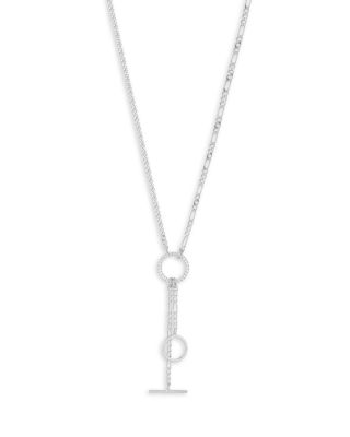 Aqua Cubic Zirconia Mixed Chain Lariat Necklace, 16-18 - Exclusive