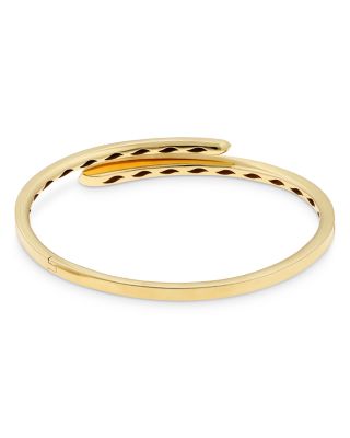 18K Yellow Gold Like Diamond Pav&eacute; Bypass Slim Bangle Bracelet - Exclusive, Italy Campaign