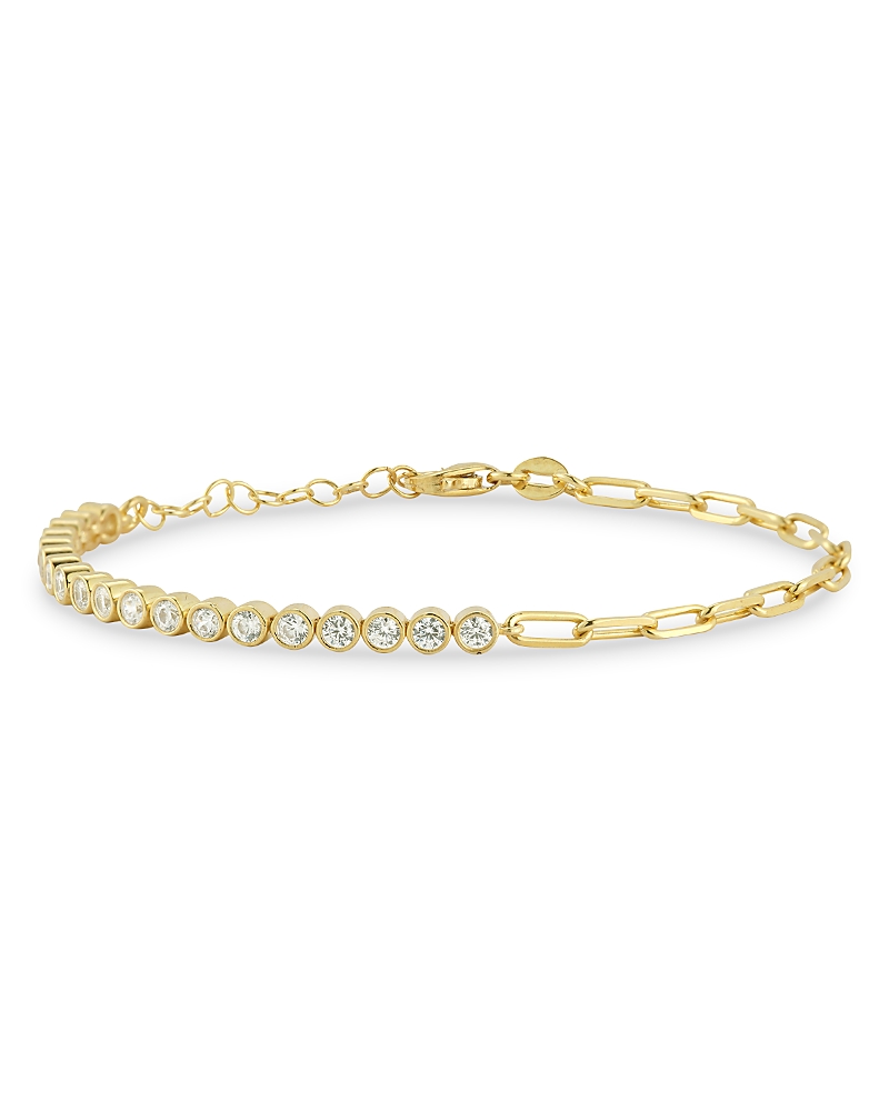 Shop Aqua Cubic Zirconia Tennis & Curb Chain Bracelet - Exclusive In Gold