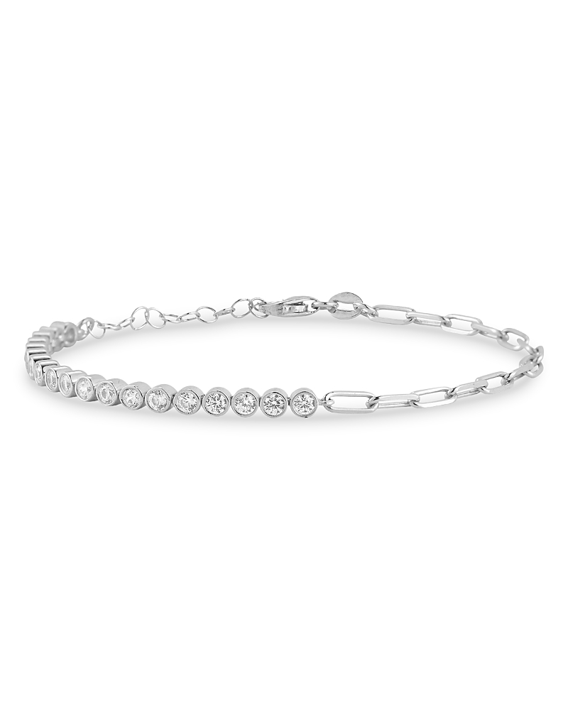 AQUA CUBIC ZIRCONIA TENNIS & CURB CHAIN BRACELET - EXCLUSIVE