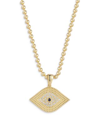 Aqua Pave Evil Eye Pendant Necklace, 16-18 - Exclusive