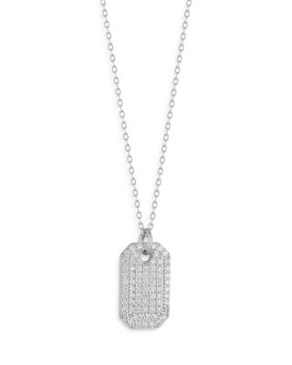Aqua Pave Tag Pendant Necklace, 16-18 - Exclusive