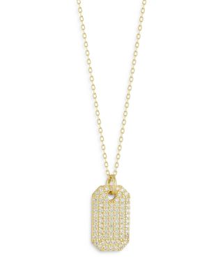 Aqua Pave Tag Pendant Necklace, 16-18 - Exclusive