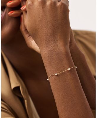 Gold Pearl Bracelet - Gold Pearl Station Bracelet