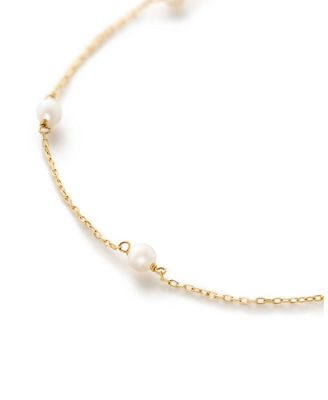 Gold Pearl Bracelet - Gold Pearl Station Bracelet