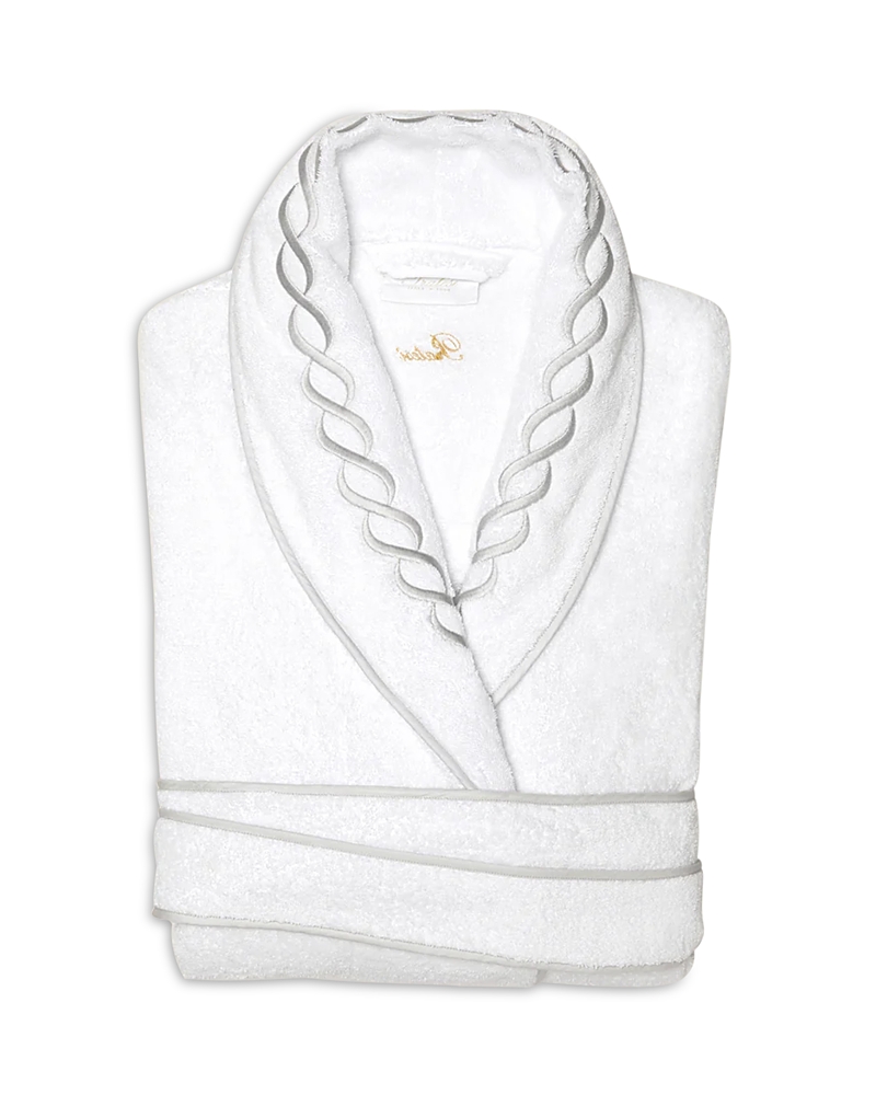 Pratesi Cotton Treccia Bathrobe In White/sterling