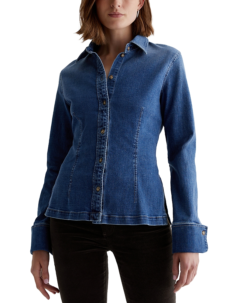 Ag Cheryl Long Sleeve Fitted Denim Shirt In Libertine In Libertine