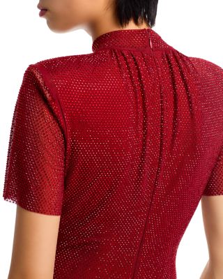 open lace back dress Anna Mulberry Rhinestone Mesh Mini Dress - XL Size - Women's Dresses main image 1