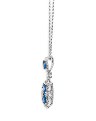 Blue Sapphire & Champagne Diamond Pendant Necklace in 14K White Gold, 20"
