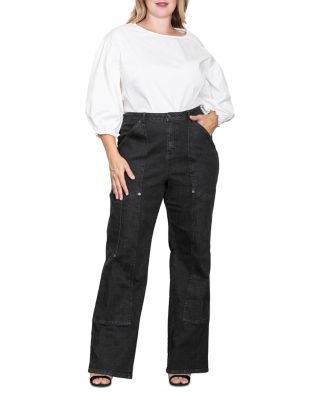 Plus Super High Workwear Jeans in Rinse Black