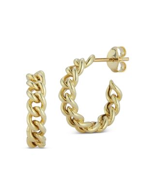 Bloomingdale's Fine Collection - Curb Chain Hoop Earrings in 14K Yellow Gold