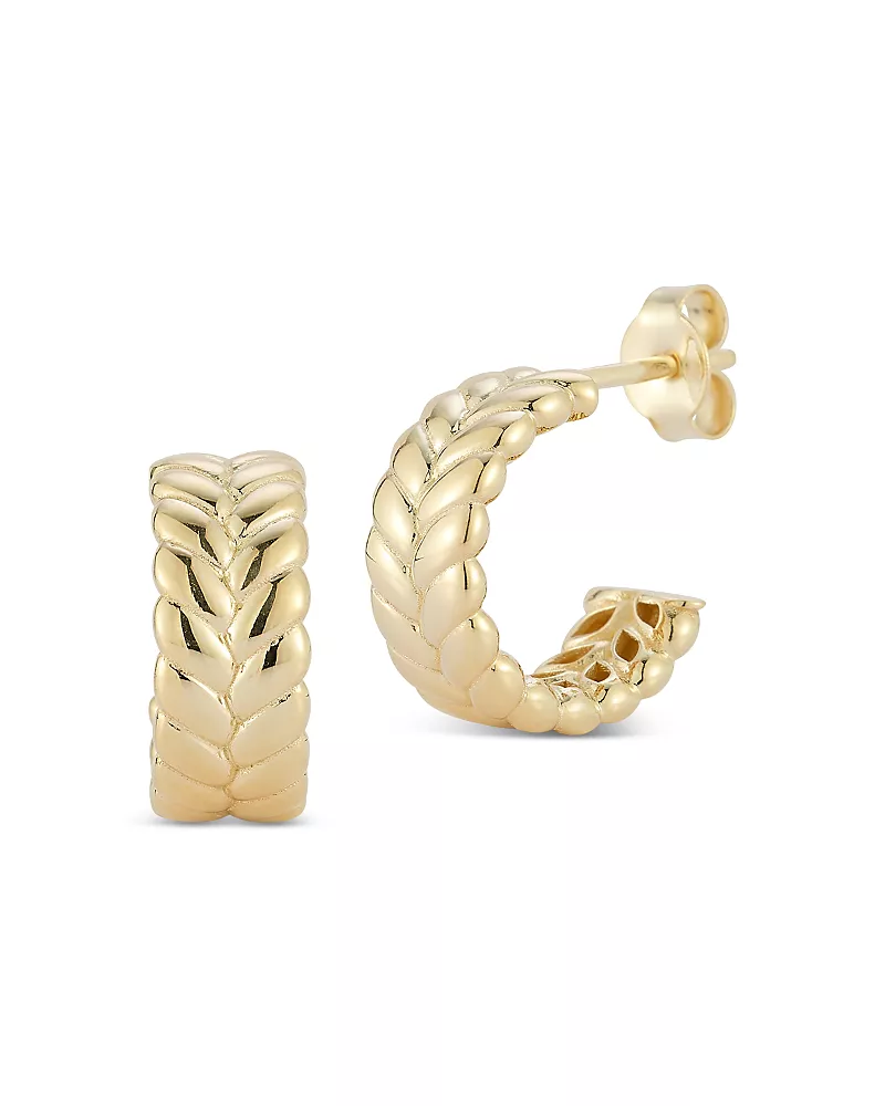 Bloomingdale's Fine Collection Puffed Huggie Hoop Earrings in 14K Yellow Gold
