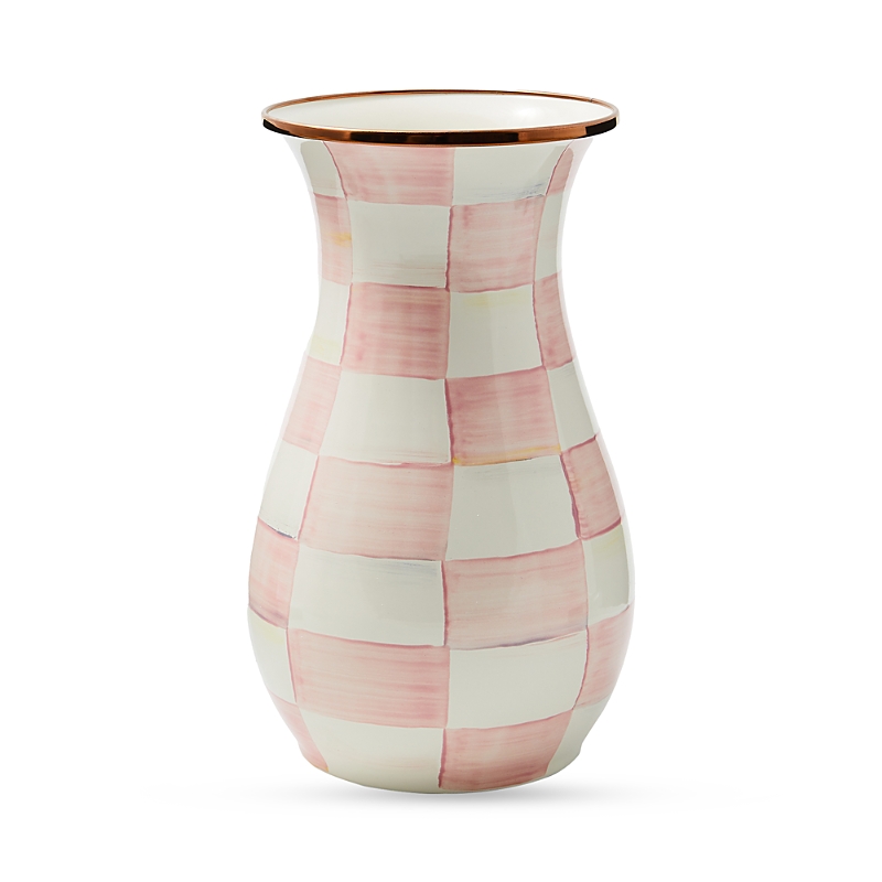 Mackenzie-childs Rosy Check Tall Vase In Pink