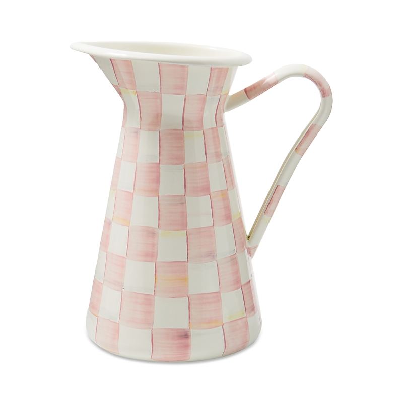 Mackenzie-childs Mackenzie Childs Rosy Check Large Enameled Steel Practical Pitcher In Pink