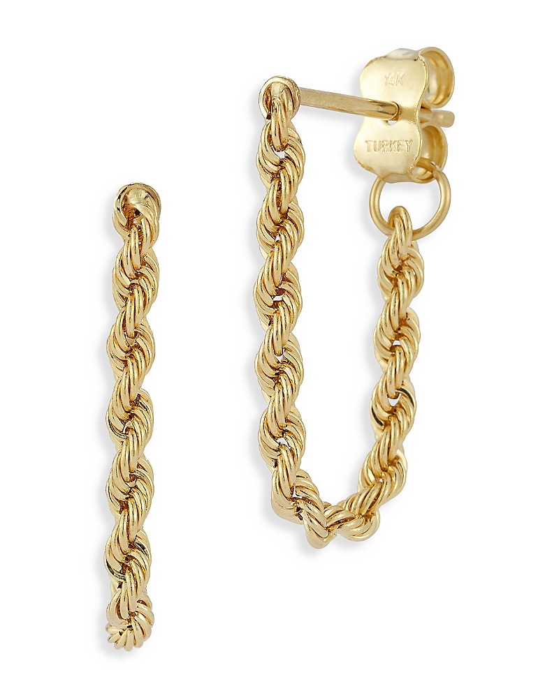 Moon & Meadow 14k Yellow Gold Rope Link Chain Front To Back Earrings In Gold