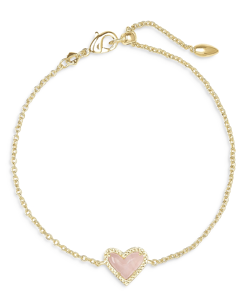 Kendra Scott Ari Quartz Heart Chain Bracelet In Gold/rose Quartz