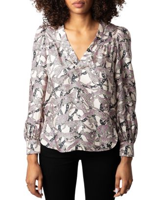 Zadig & Voltaire Telia Twill Wild Chain Silk Blouse | Bloomingdale's