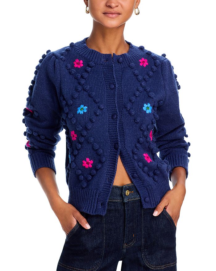 Aqua Crewneck Cardigan Sweater Exclusive Blue