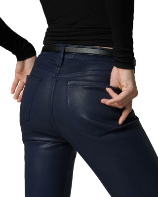 The Callie Coated High Rise Cropped Bootcut Jeans in Navy