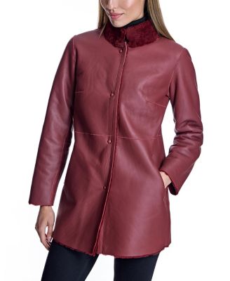 Reversible to Leather Shearling Jacket with Zipper