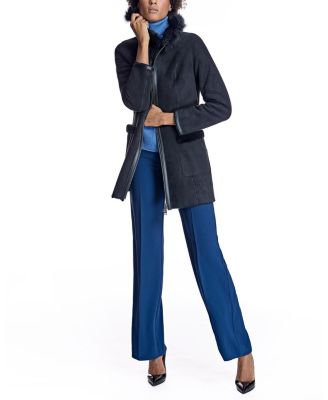 Hooded Shearling Lamb Jacket with Zipper