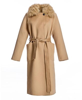 Belted Wool Coat with Collar