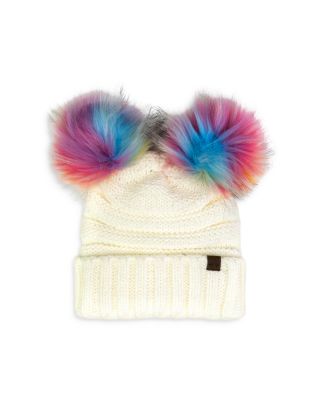 Girls' Mia Faux Fur Pom Beanie - Little Kid, Big Kid