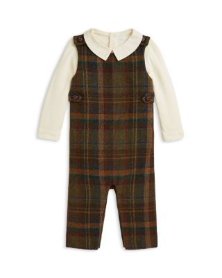 Ralph Lauren Polo Boys' Interlock Bodysuit Plaid Overall Set