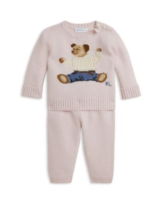 Ralph Lauren - Girls' Wool & Cashmere Intarsia Polo Bear Sweater & Pants Set - Baby